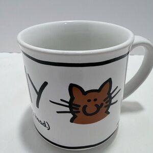 Vintage Ceramic Cat Mug “I ❤️ my cat” (I heart my cats head)  Funny Cat Mug
